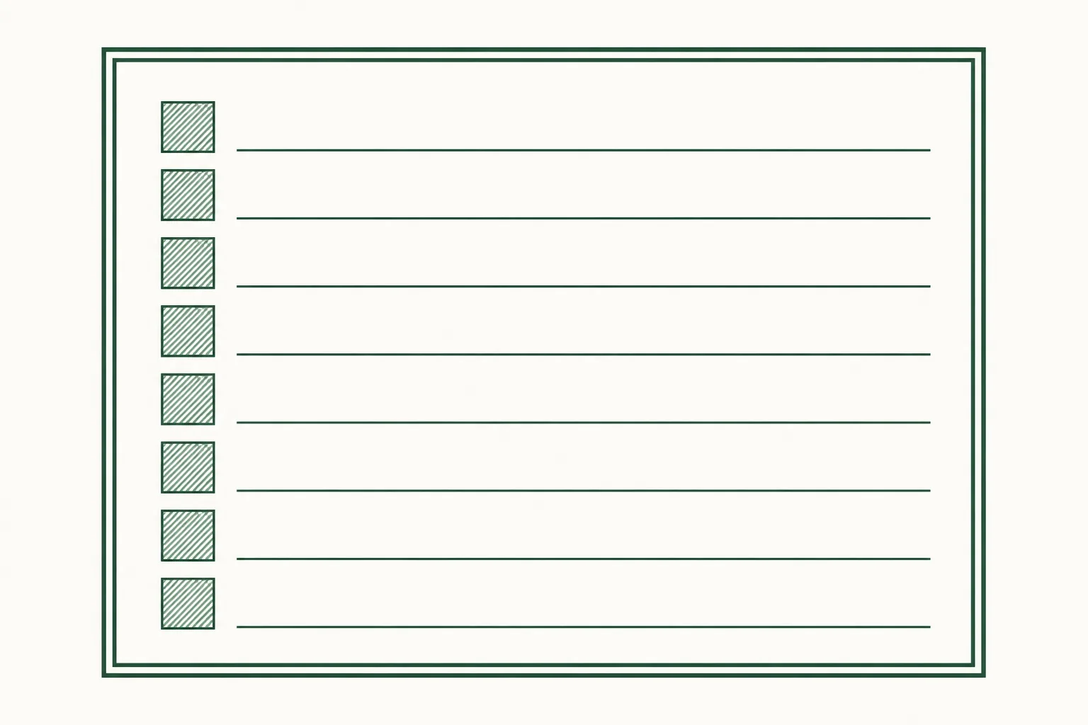 Flat engraved emblem: an audio waveform above a row of identical test squares with a small ticked checklist beside them, inside a double-rule frame